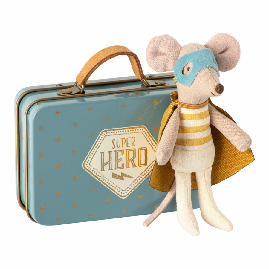 Maileg - Superhero mouse, Little brother in suitcase