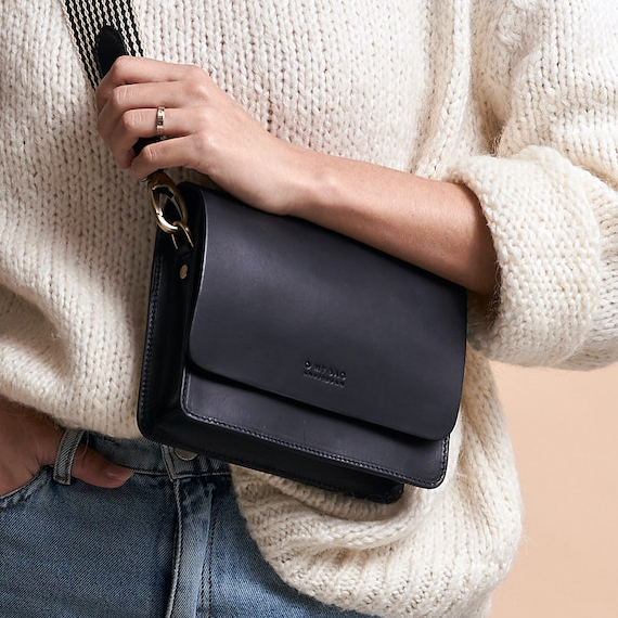 O My Bag - Handväska Audrey Mini, Black/Checkered Strap