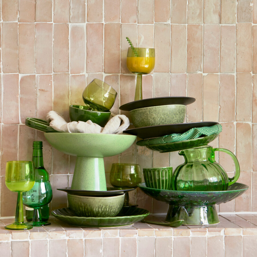 HK Living - Vinglas 4-pack the emeralds: low, olive green - Bild 4