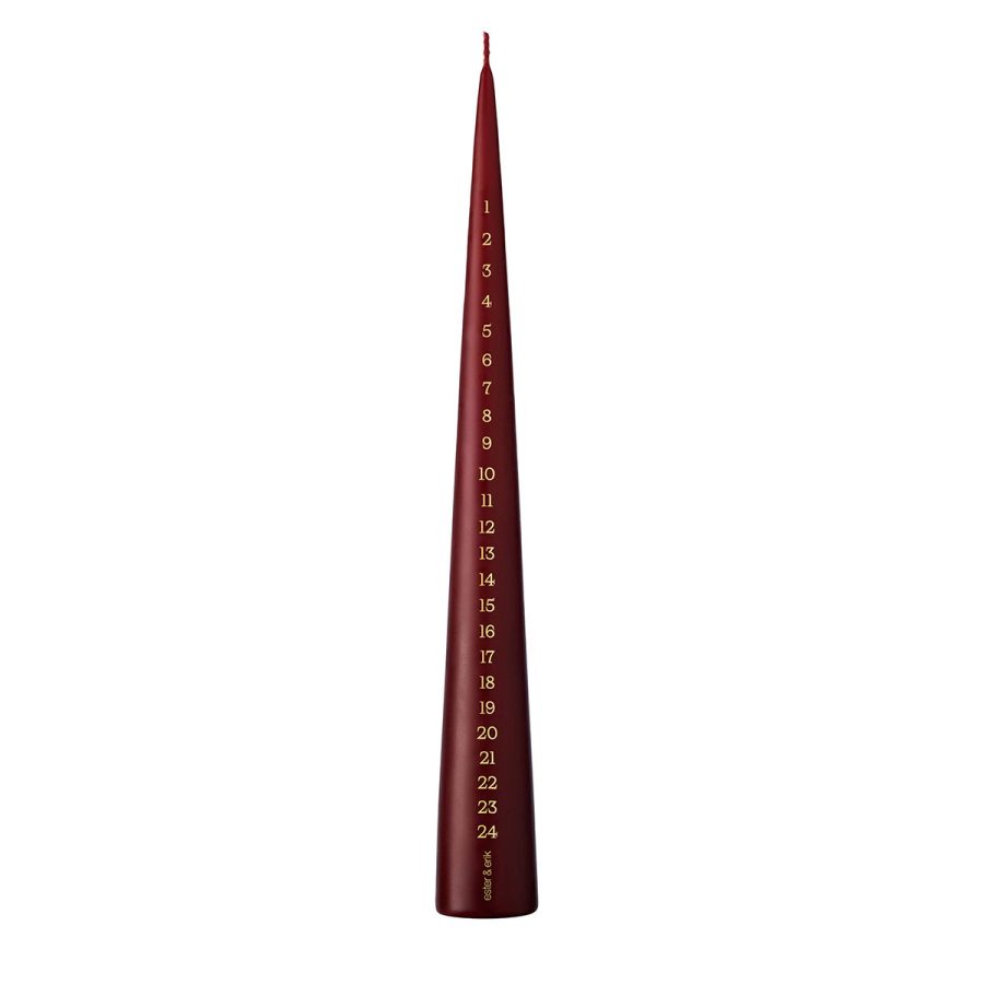 Ester & Erik - Kalenderljus Kon Mörk Vinröd 34 cm