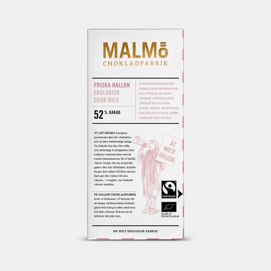 Malmö Chokladfabrik - Friska Hallon 52% 80g