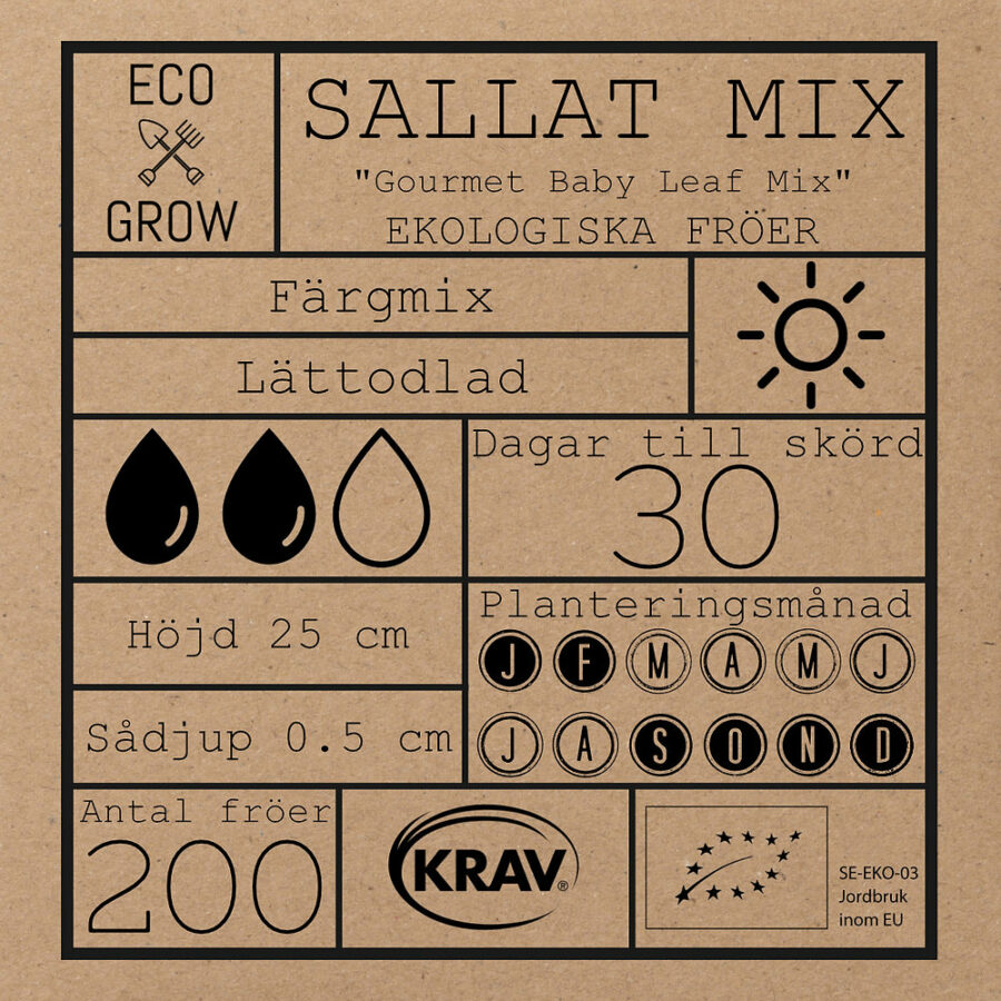 Eco Grow - Sallat Mix 'Gourmet Baby Leaf Mix' KRAV