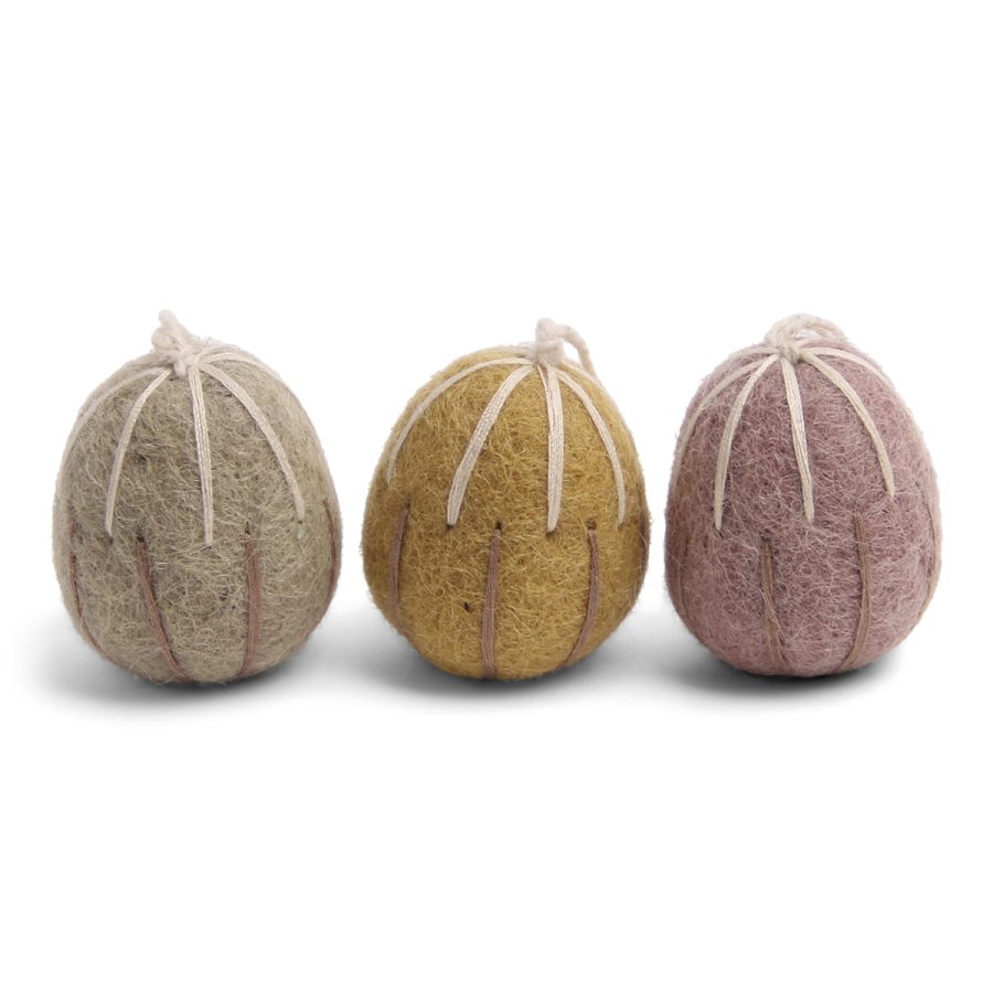 Gry & Sif - Eggs - Eggs with Embroidery Stripes 3-pack