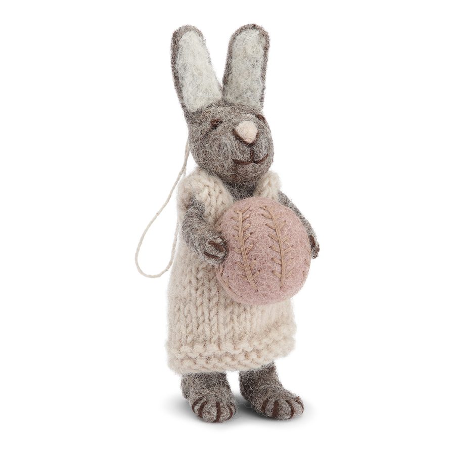 Gry & Sif - Grey Bunny with Light Grey Dress and Lavendler Egg