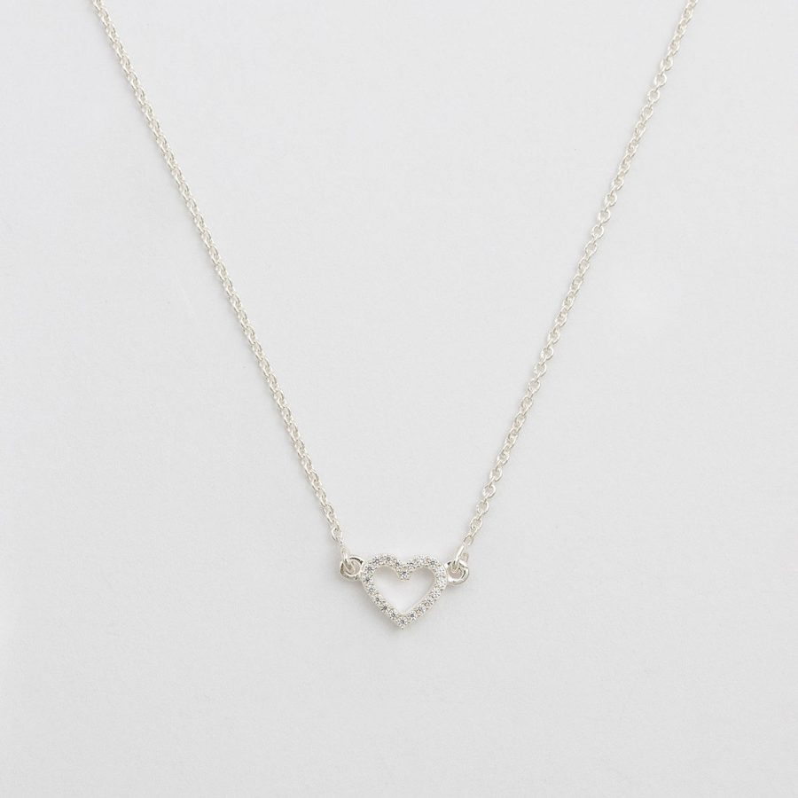 Syster P - Halsband Snap Stone Heart Silver Crystal - Bild 3