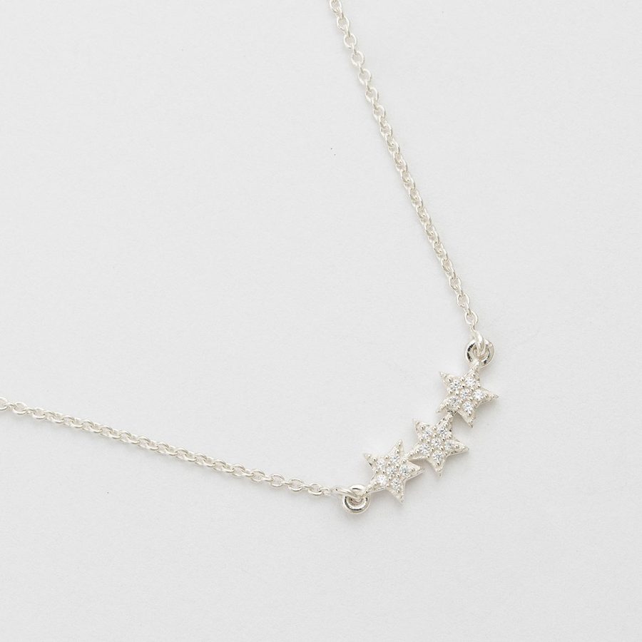 Syster P - Halsband Snap Triple Star Plain Silver - Bild 2