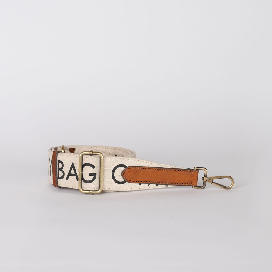 O My Bag - Canvas Logo Strap White / Cognac