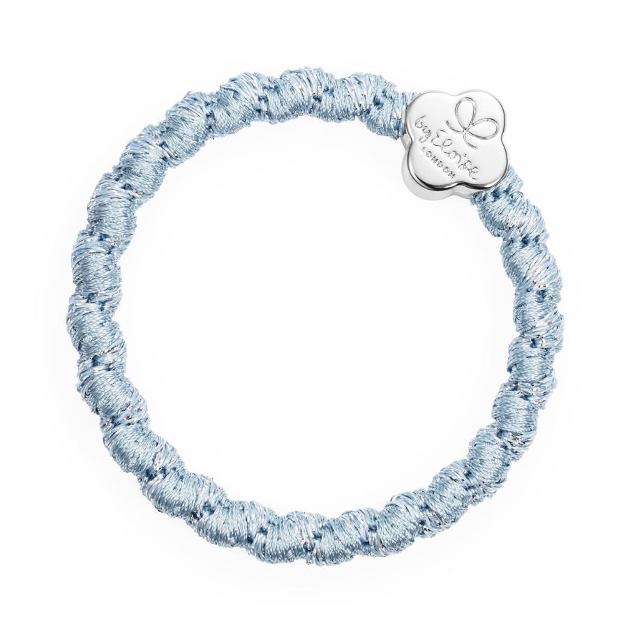 ByEloise London - Woven Silver Quatrefoil Faded Denim