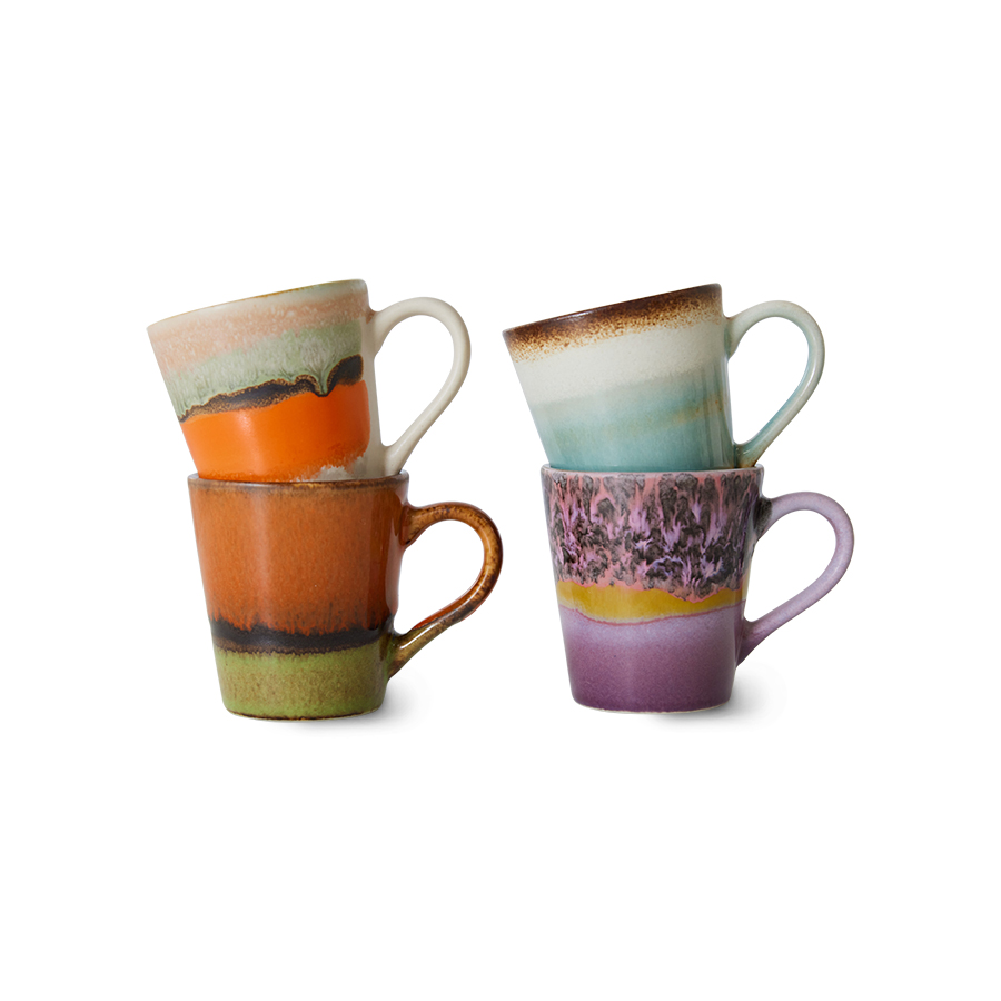 HK Living - 70s ceramics Espressomuggar Retro 4-pack