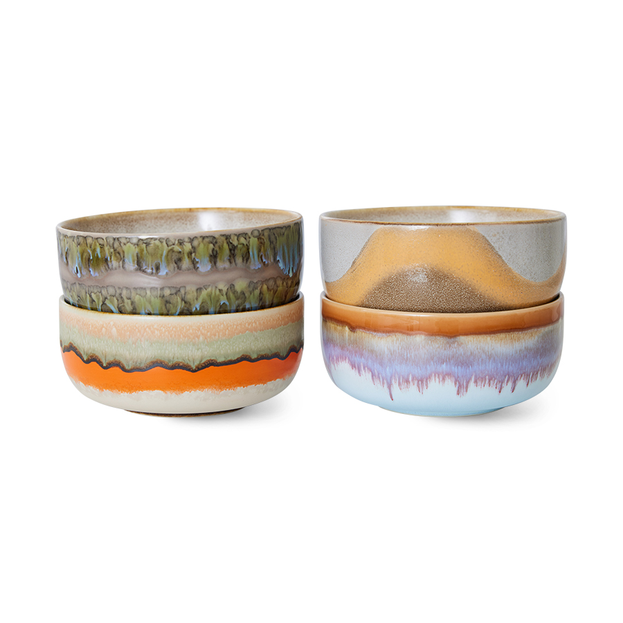 HKLIVING – 70s ceramics Dessert Bowls Reef 4-pack