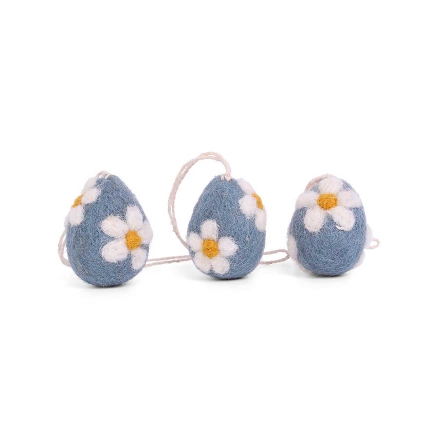 Gry & Sif - Eggs Blue Flowers ­ Set of 3