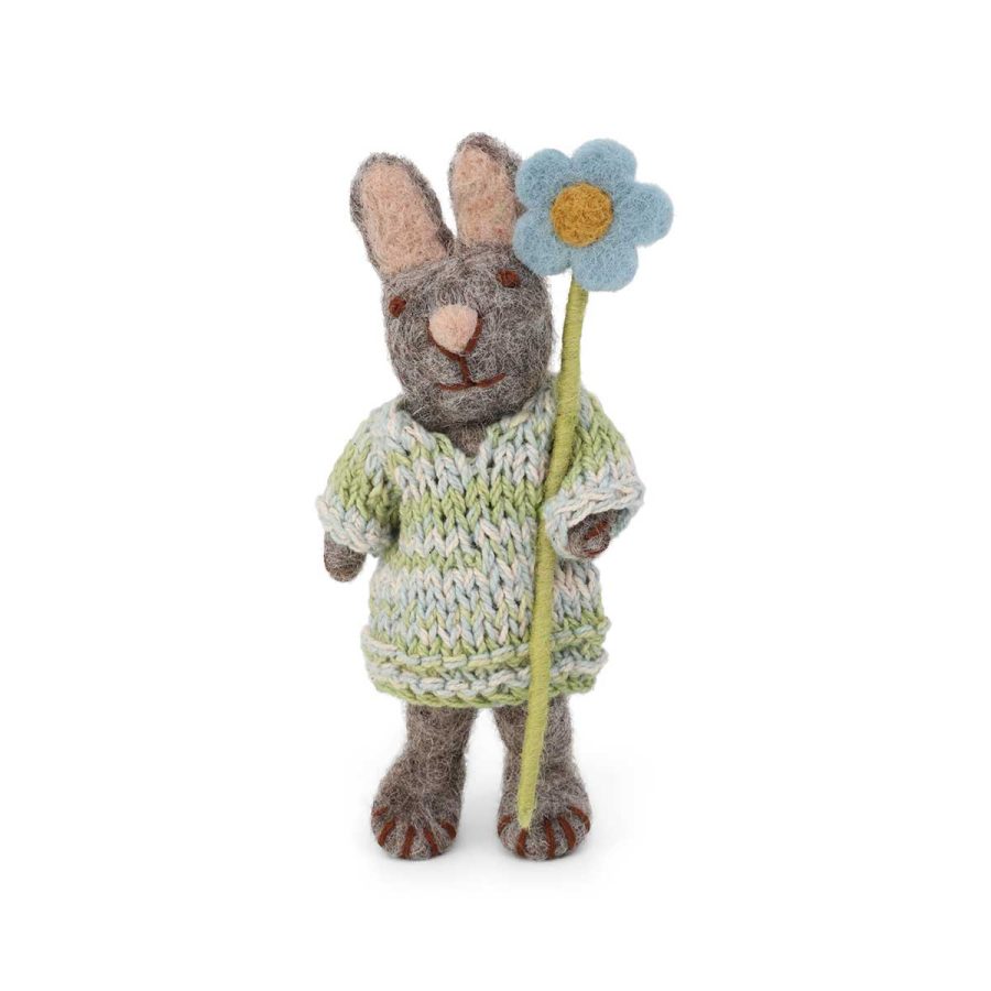 Gry & Sif - Grey Bunny Dress & Blue Anemone