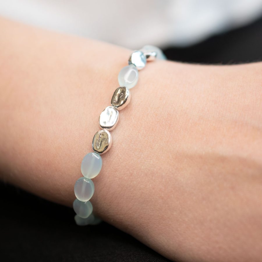 Annica Vallin - Armband Pebbles Silver, Akva Calcedon