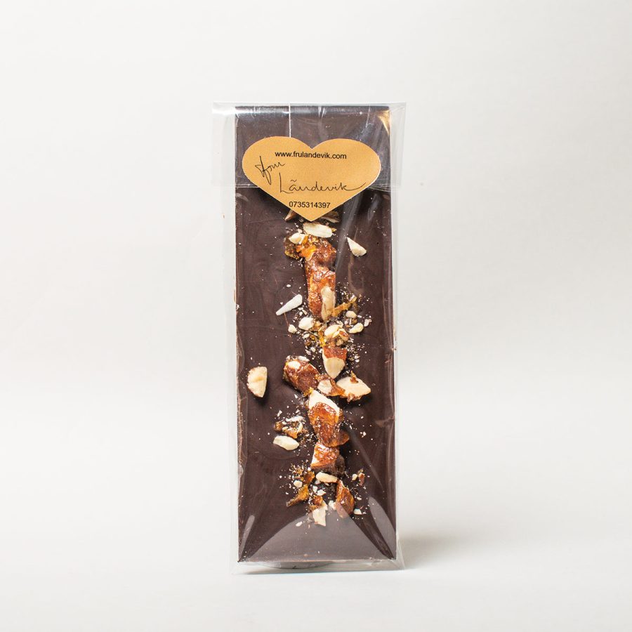 Fru Ländevik - Chokladkaka Mörk 70% med Kanderad Mandel 75g