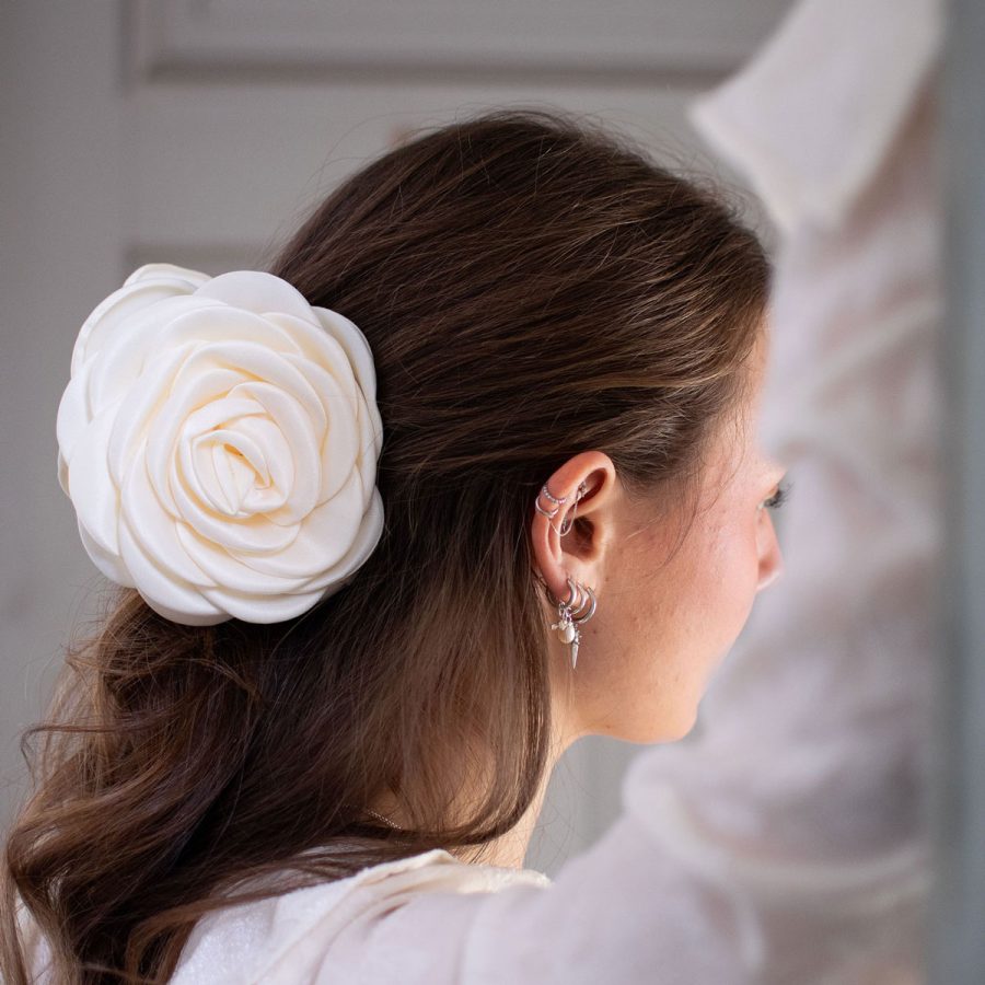 Pico - Hårklämma Giant Satin Rose Ivory