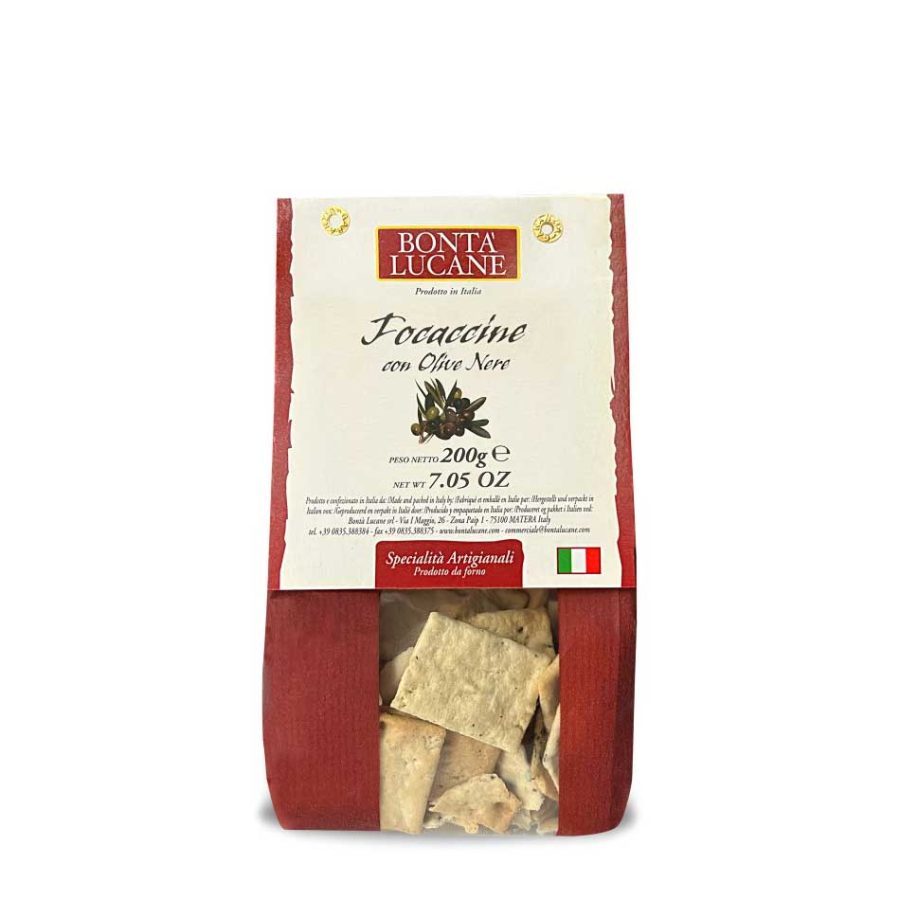 Bontà Lucane - Focaccine Svart Oliv 200g