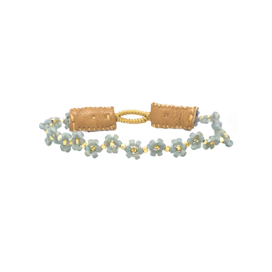 IBU Jewels - Armband Cap Flower Bamboo Grey