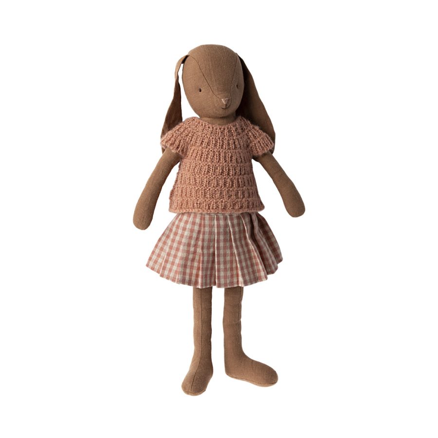 Maileg - Bunny size 3, Chocolate brown, Knitted shirt and skirt