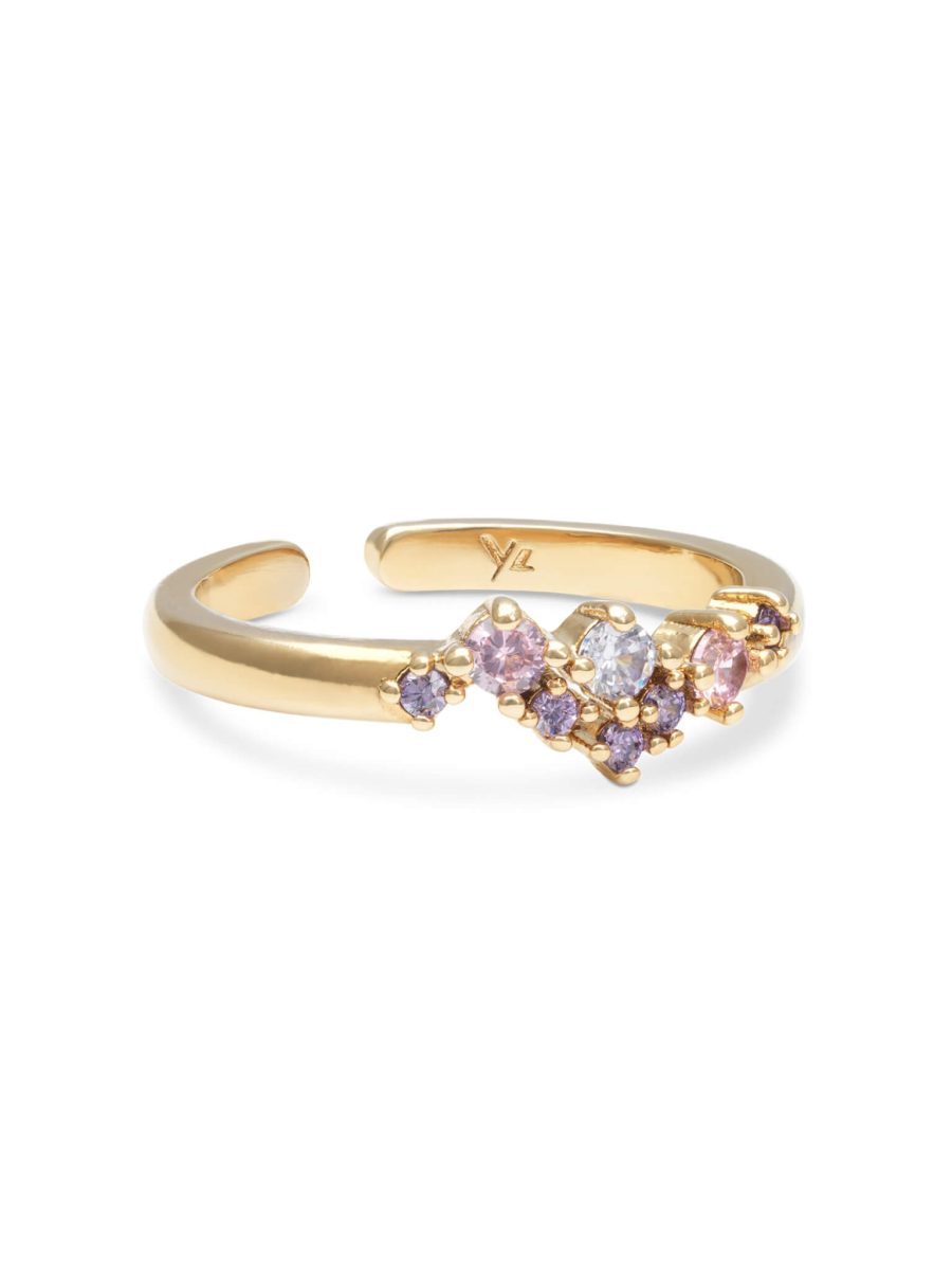 Ylva Li - Petite Meadow Ring Pink Amethyst Guld