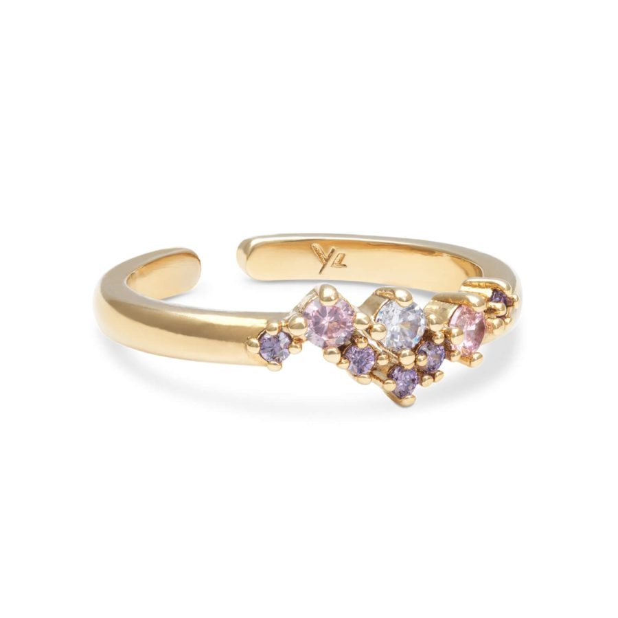Ylva Li - Petite Meadow Ring Pink Amethyst Guld