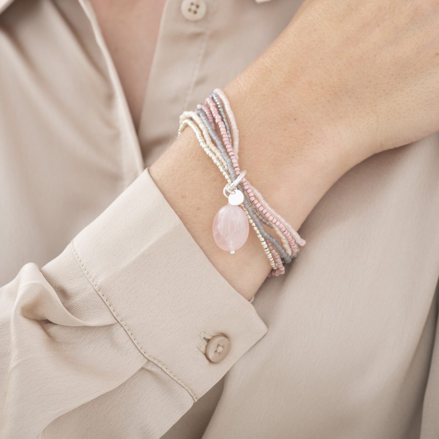 A Beautiful Story - Armband Nirmala Rose Quartz Silver - Bild 2