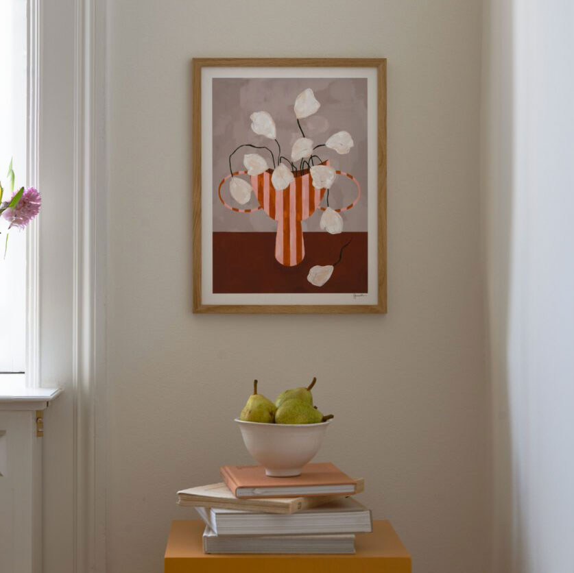 T.P.C - Frankie Penwill, White Flowers In Striped Vase 40x50