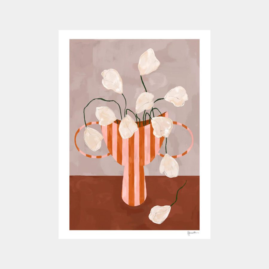 T.P.C - Frankie Penwill, White Flowers In Striped Vase 50x70
