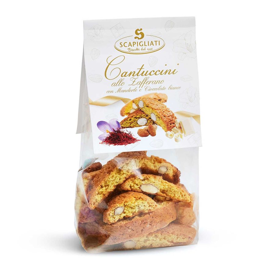 Scapigliati - Saffranscantuccini med mandel och vit choklad 150g