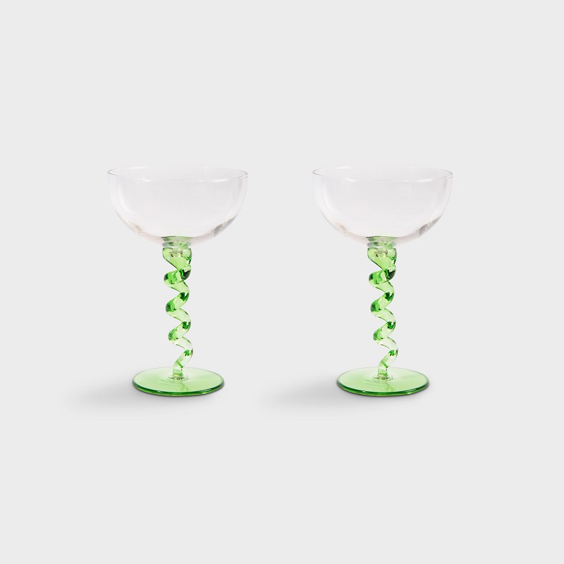 &klevering - Glas Coupe Spiral Green 2-pack