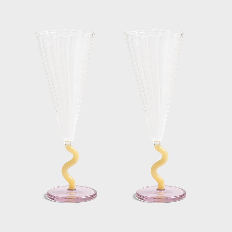 &klevering - Glas Flute Curve Caramel 2-pack