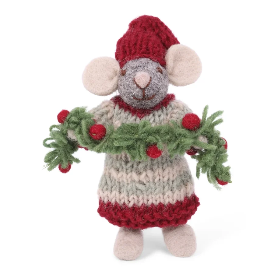 Gry & Sif - Small Grey Mouse w/Garland