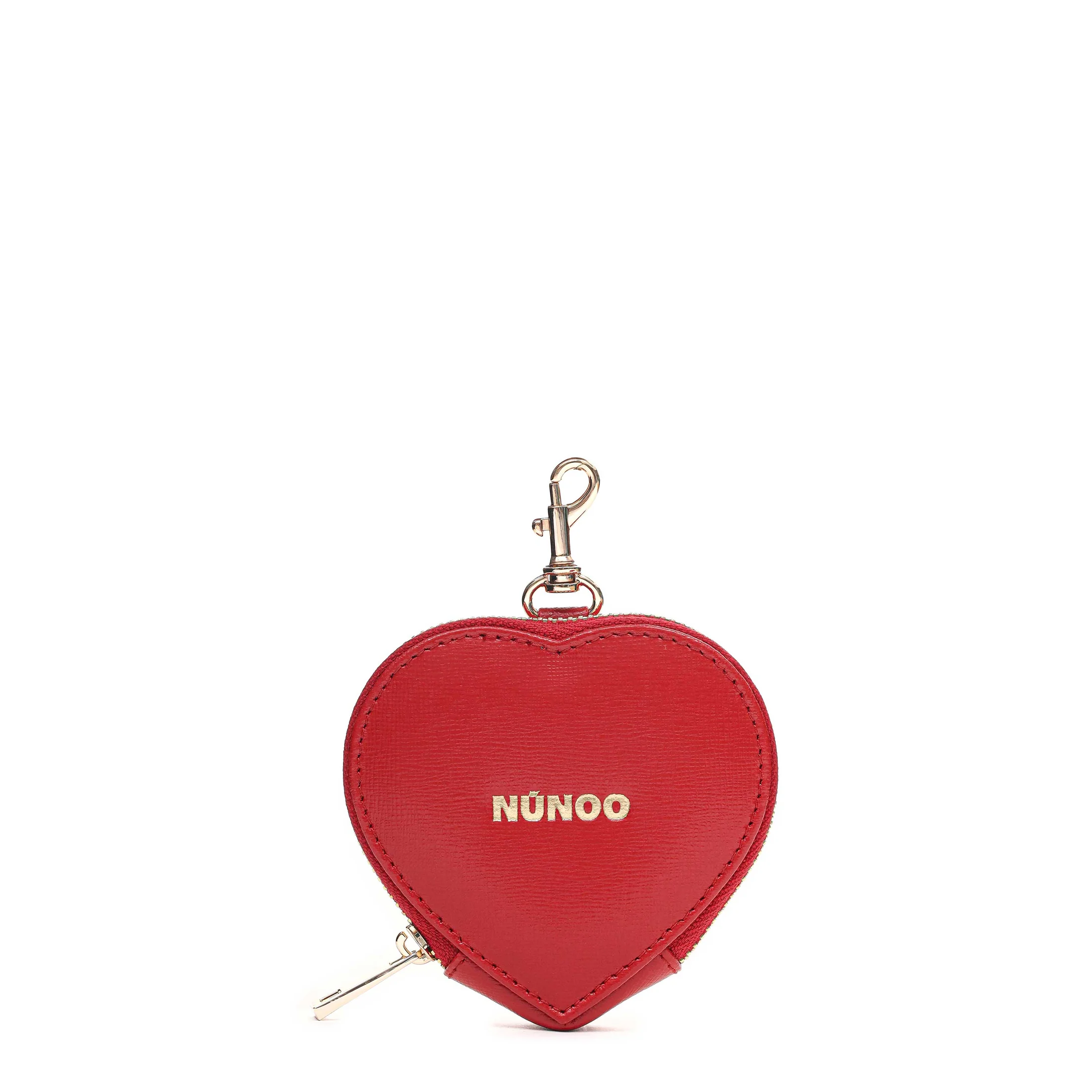 Nunoo - Heart Coin Pocket Florence With Gold, Bright Red