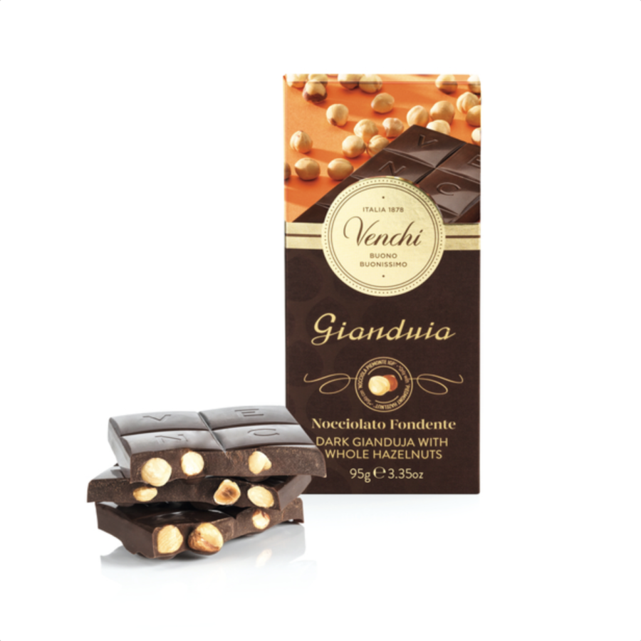 Venchi - Chokladkaka Mörk Gianduja Med Hela Hasselnötter 95g