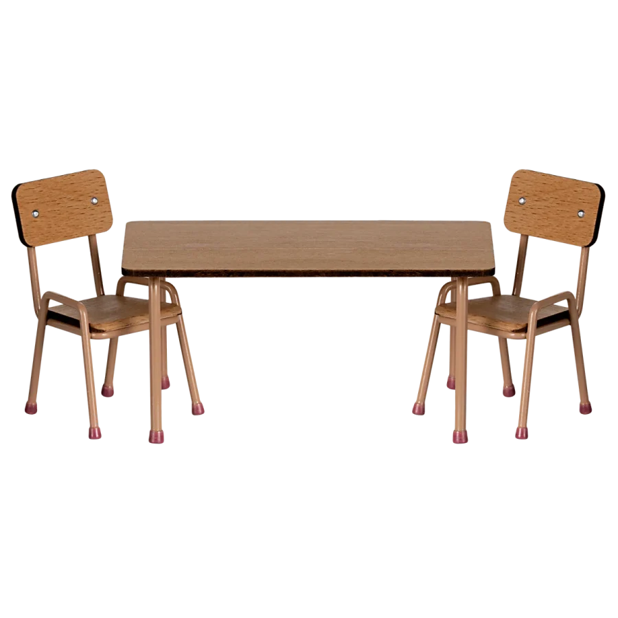 Maileg - Table and chair set, Mouse - Dark Powder