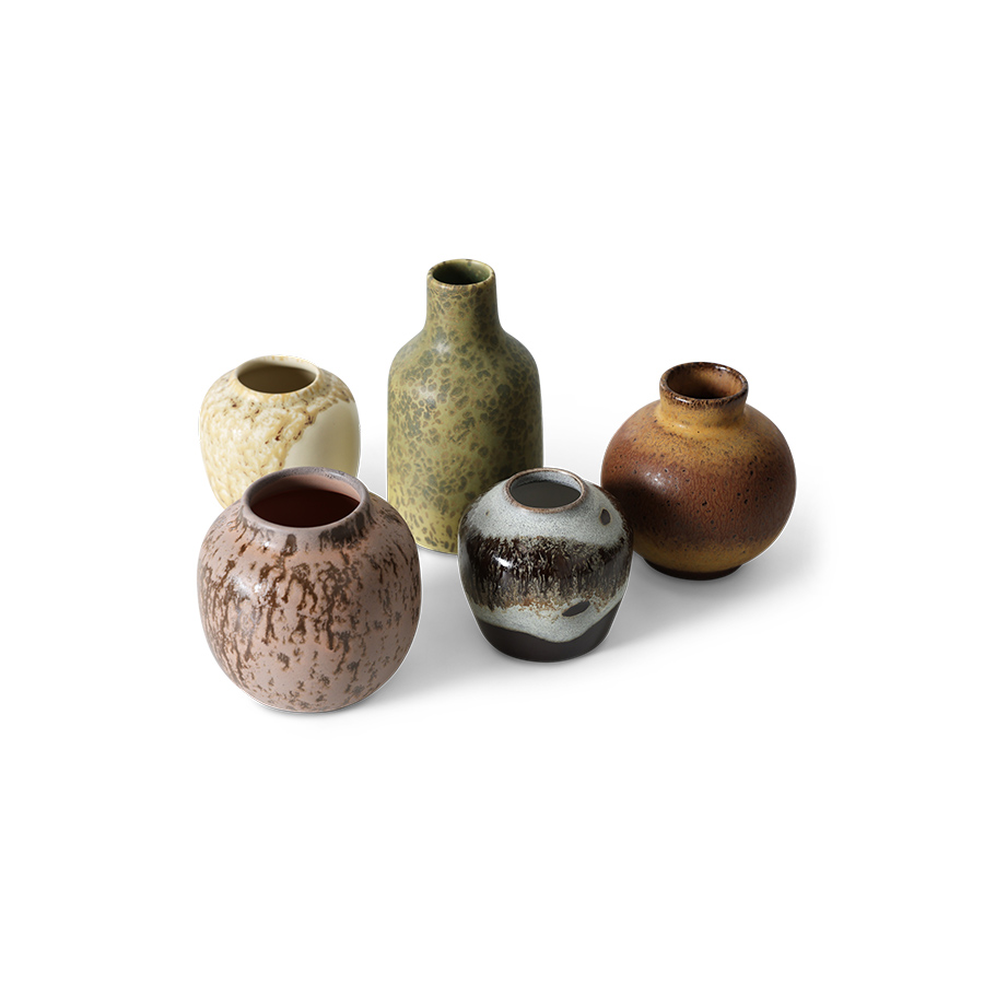 HK Living – 70s ceramics Små Vaser Pursuit 5-pack