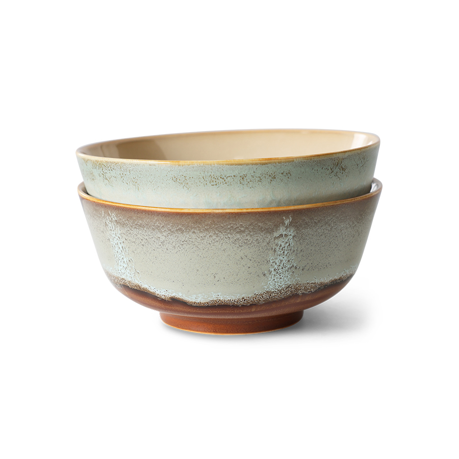 HK Living – 70s ceramics Ramen Bowl Verge 2-pack