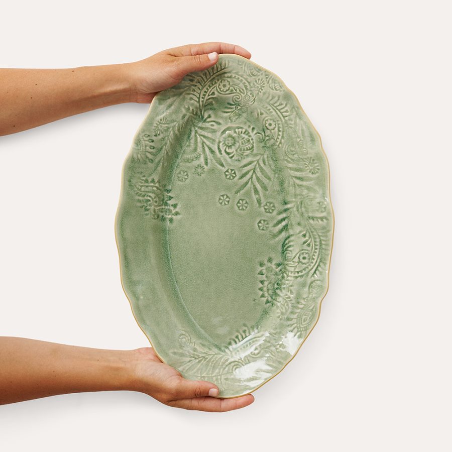 Sthål - Small oval serving dish Arabesque, Antique