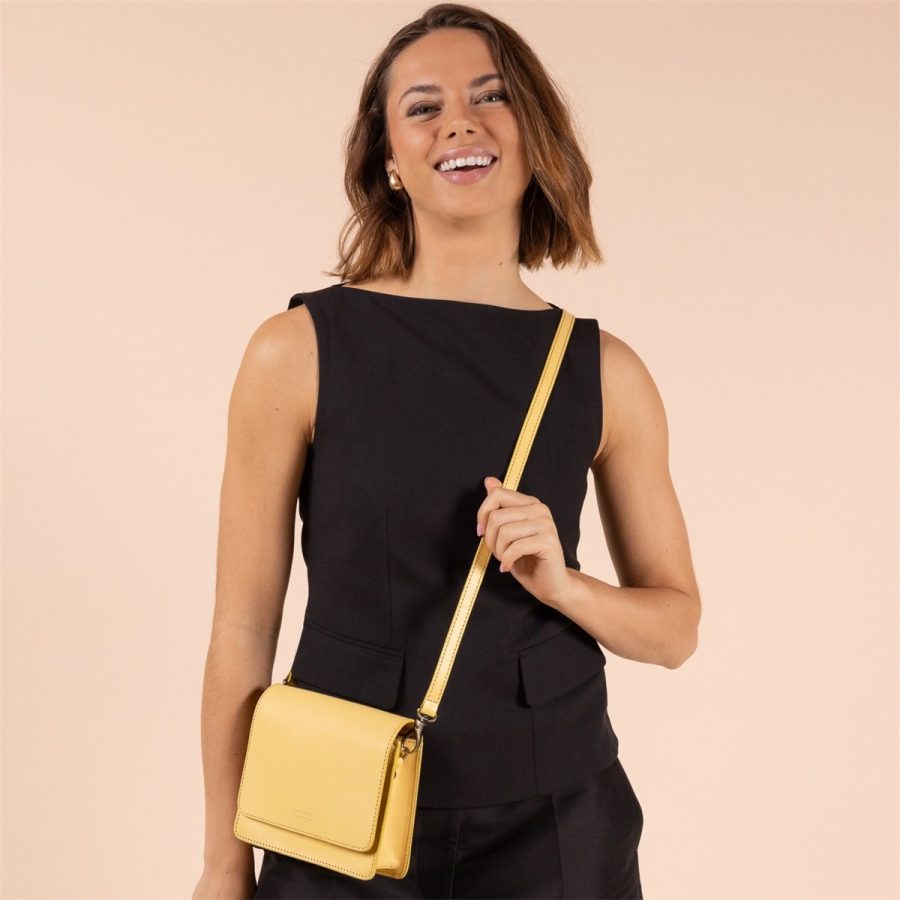 O My Bag - Handväska Audrey Mini Butter Yellow Classic Leather - Bild 4
