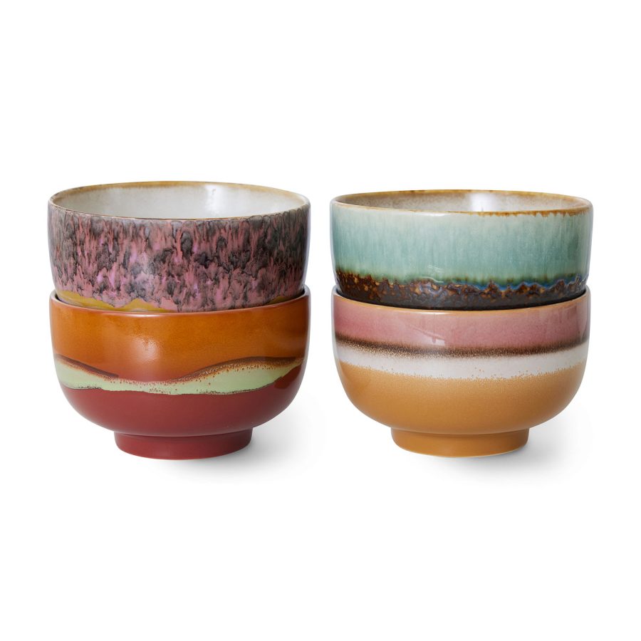 HK Living – 70s ceramics Noodle Bowls Geyser 4-pack