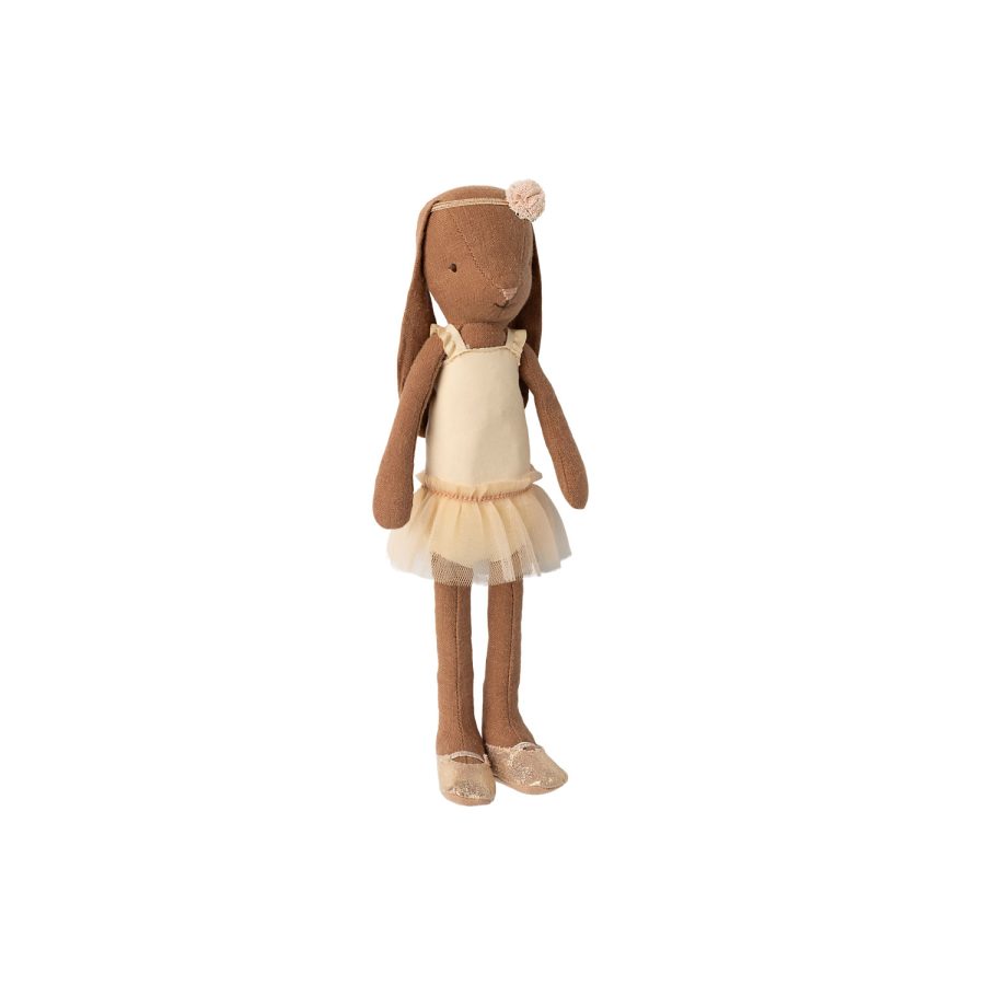 Maileg - Bunny, Size 2 - Chocolate brown - Ballet suit and skirt cream
