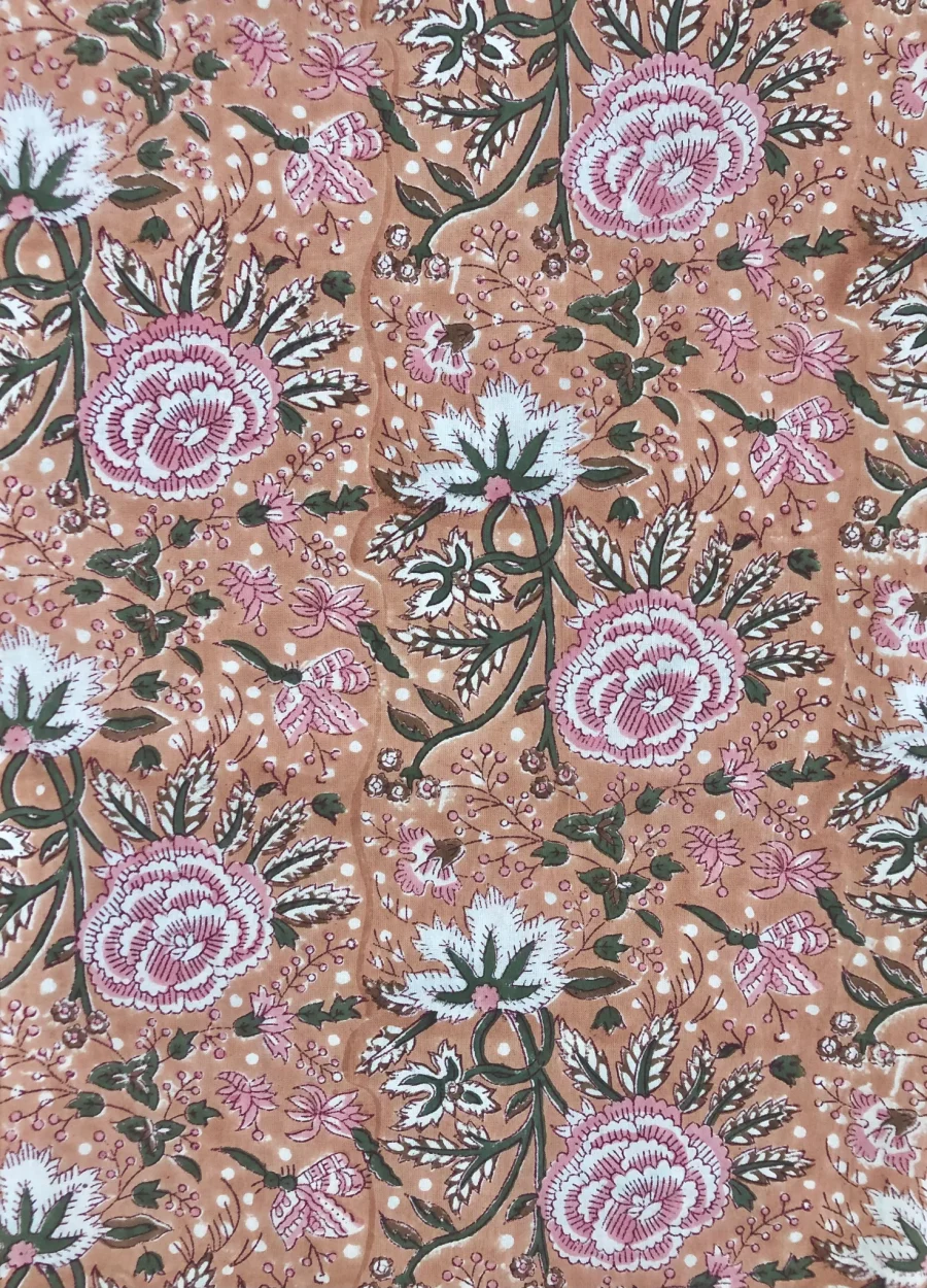 a HILL - Tablecloth Block Print, Apricot Rose 145x220 cm - Bild 3