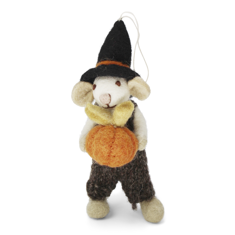 Gry & Sit - Small White Boy Mouse Pumpkin and Brown Pants