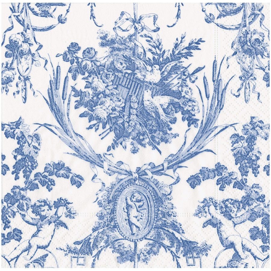 Caspari - Romantic Toile Blue, 40 x 40 cm