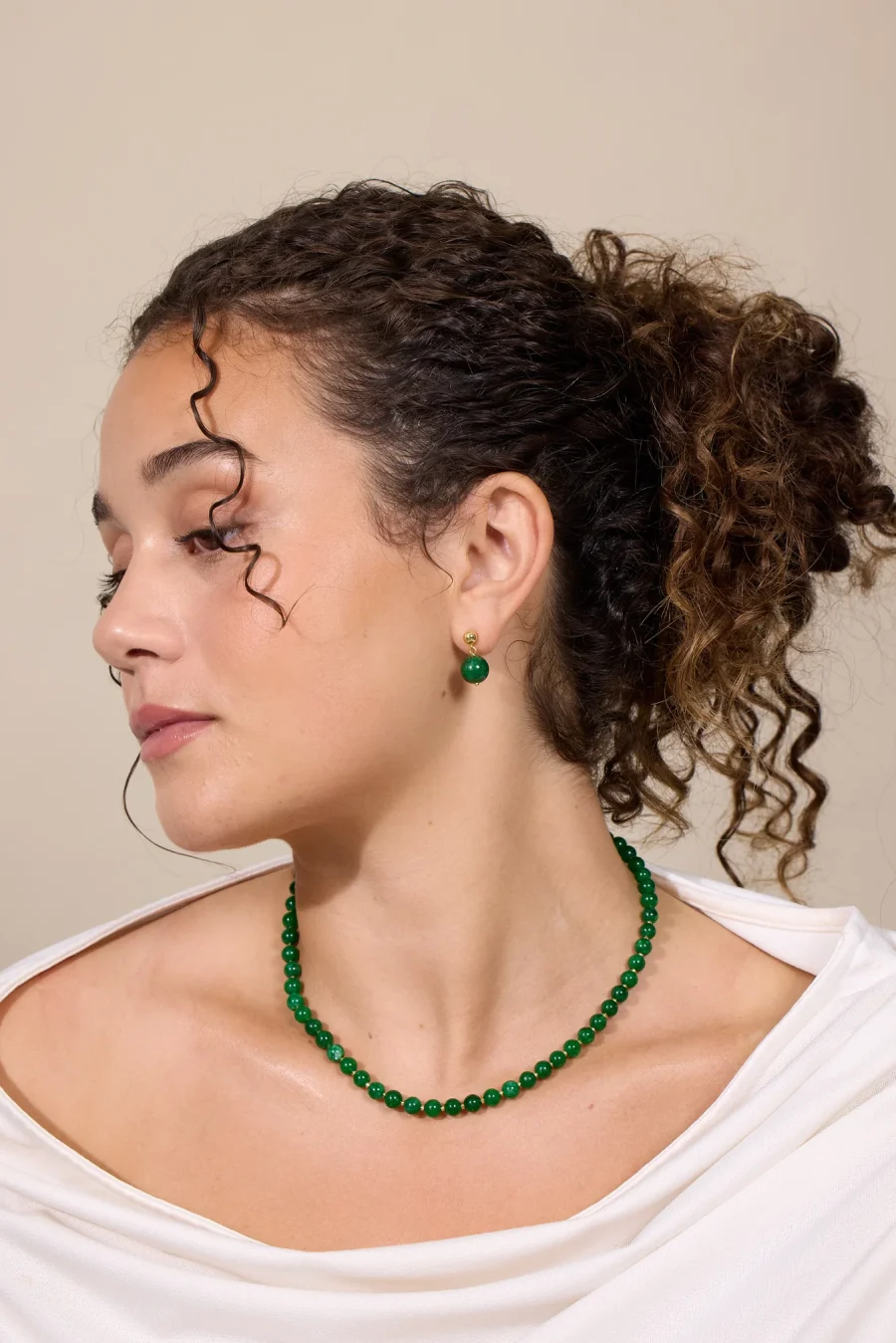 Soï - Halsband Luck, Green Jade 6mm - Bild 2
