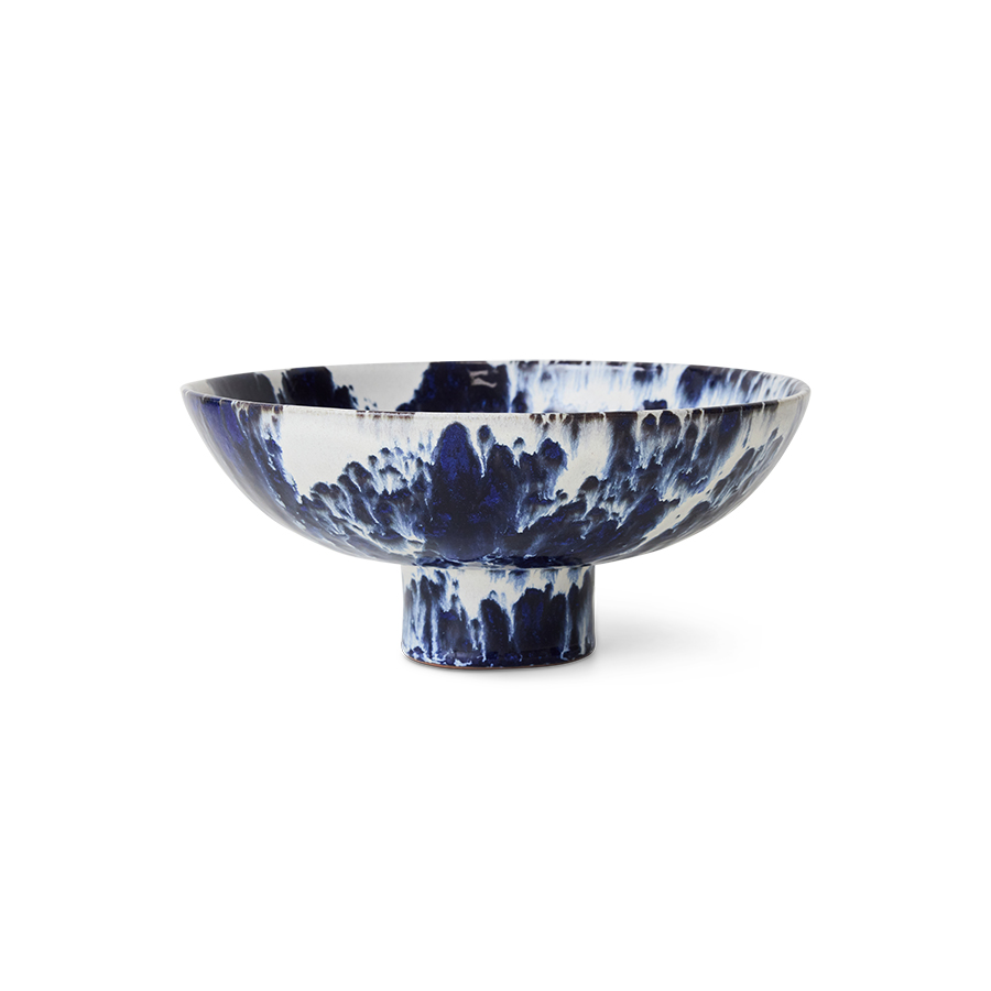 HKLIVING - Ceramics Bowl on base, Indigo