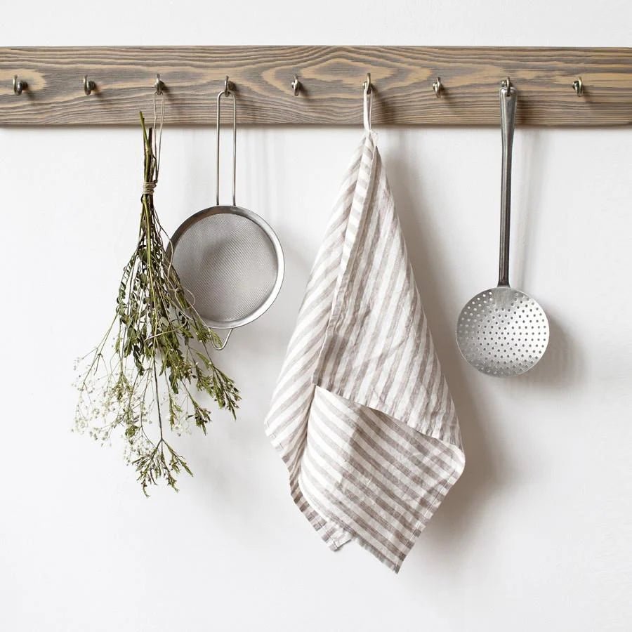 Linen Tales – Kökshandduk 45×65 cm Natural White Stripes