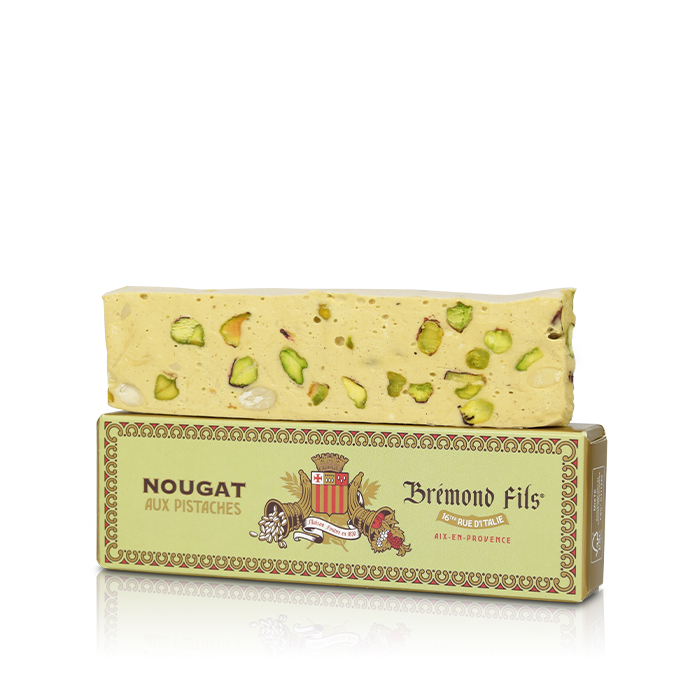 Brémond Filz - Nougat Blanc de Provence, Vit nougat med pistage 100 g