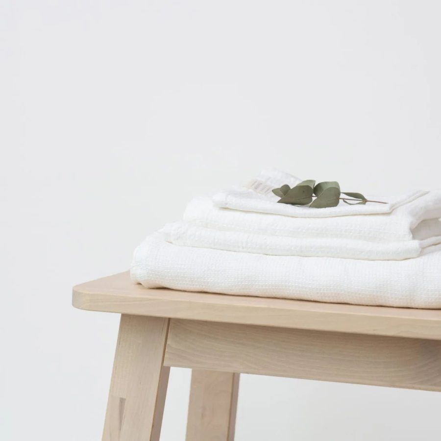 Linen Tales – Tvättlapp Våffla 30×30 cm White