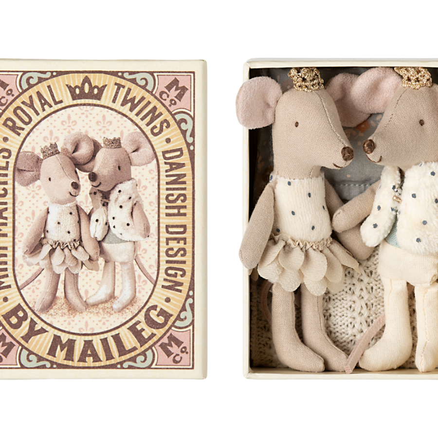 Maileg - Royal Twin Mice Little Sister and Brother in Matchbox