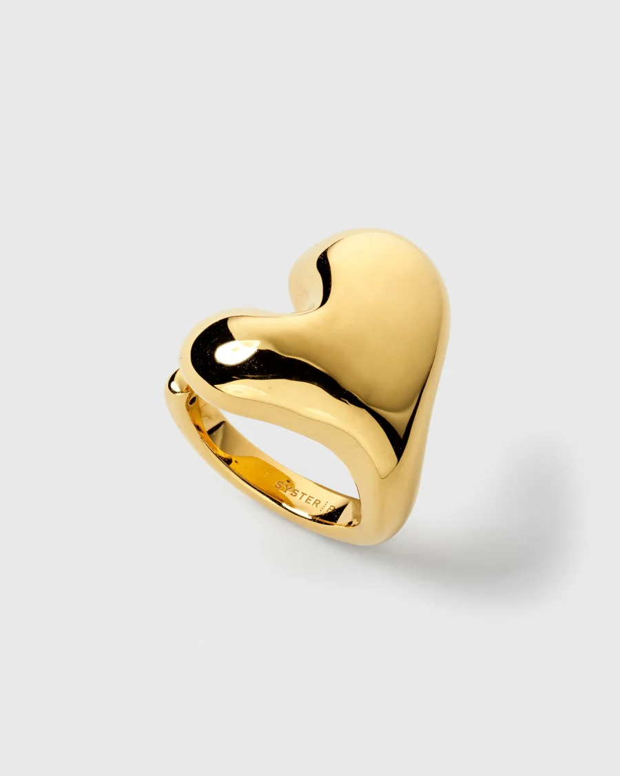 Syster P - Bolded Heart Ring Guld